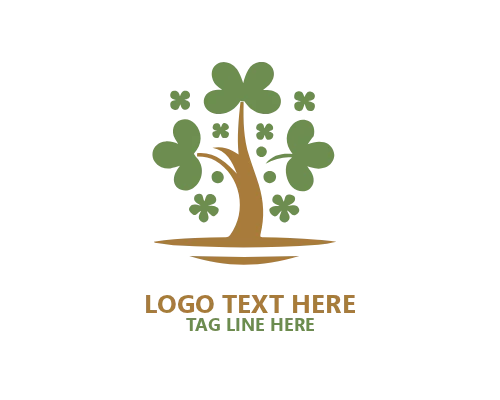 Modern Line Shamrock Tree Logo