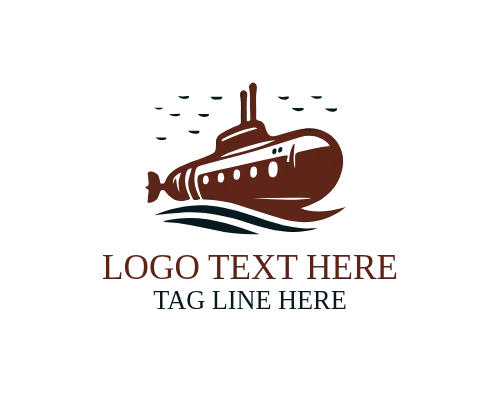 Modern Marine Submarine Vector Logo