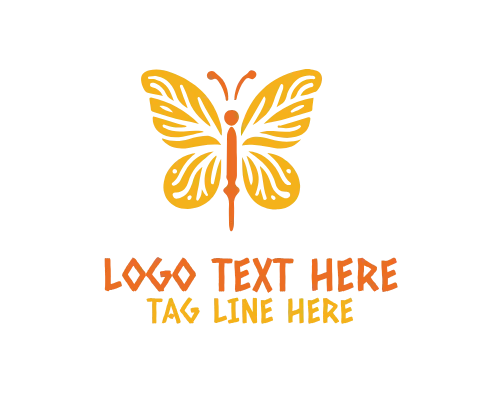 Modern Minimal Linear Floral Butterfly Logo