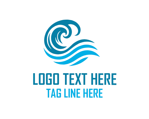 Modern Ocean Wave Badge Logo