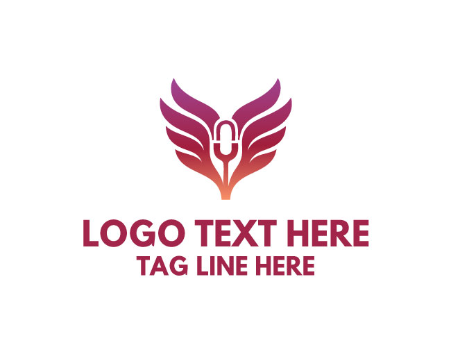 Modern Podcast Wings Circle Logo
