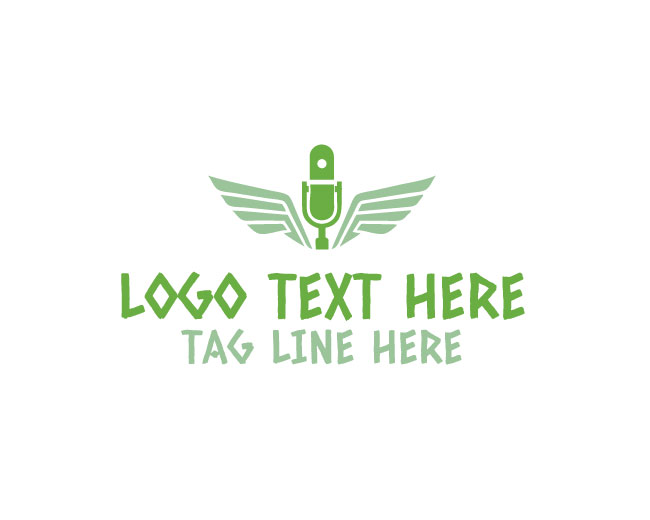 Modern Podcast Wings Mic Logo