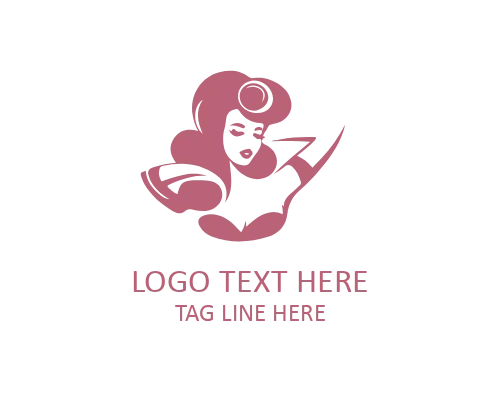 Modern Retro Lady Logo Design