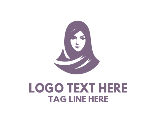 Modern Veiled Hijab Woman Crest Logo
