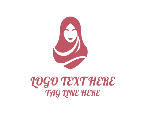 Modern Veiled Hijab Woman Silhouette Logo