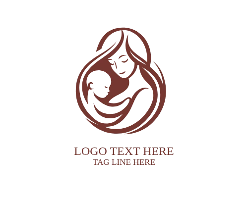 Mom Baby Heart Wings Logo