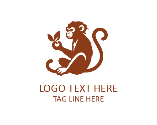 Monkey With Banana Fun Logo