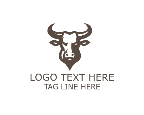 Monoline Bull Head Logo for Modern Animal Branding