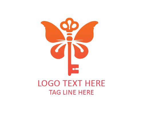 Monoline Butterfly Key Logo
