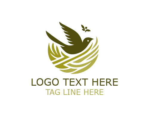 Monoline Nesting Bird Logo for Minimal Eco Branding