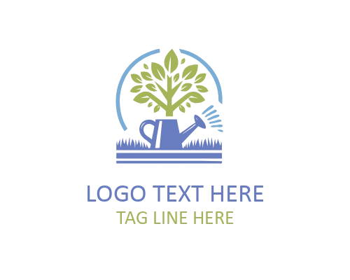 Monoline Watering Can Gardening Logo for Minimal Plant Care and Garden Brands