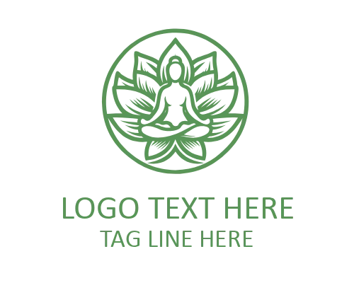 Monoline Yoga Hand Lotus Flat Logo
