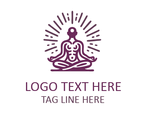 Monoline Yoga Leaf Circle Flat Logo
