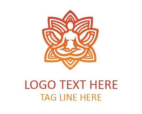 Monoline Yoga Lotus Circle Flat Logo