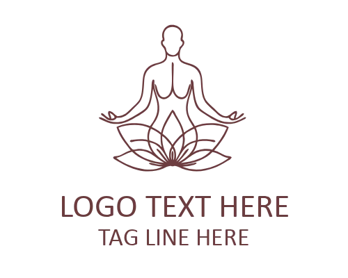 Monoline Yoga Lotus Flat Logo