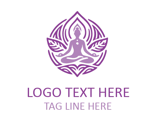 Monoline Yoga Meditation Moon Flat Logo
