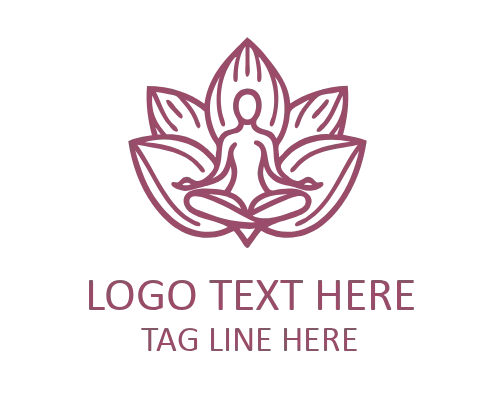 Monoline Yoga Moon Lotus Flat Logo