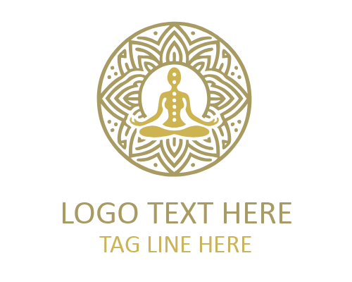 Monoline Yoga Spiritual Hand Flat Logo