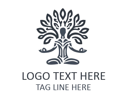 Monoline Yoga Spiritual Wave Flat Logo