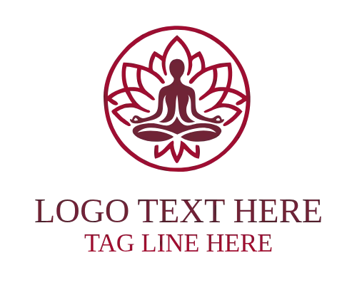  Monoline Yoga Wave Circle Flat Logo