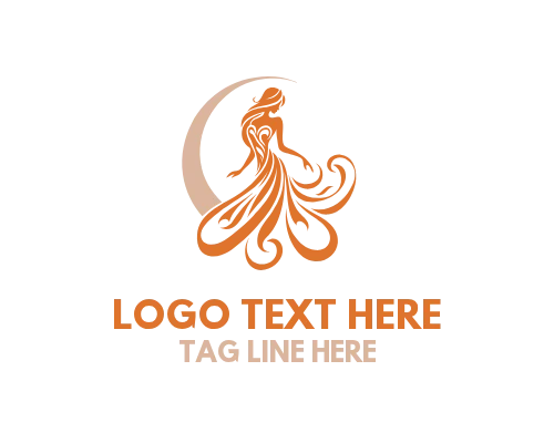 Moon Hair Woman Line Art Logo