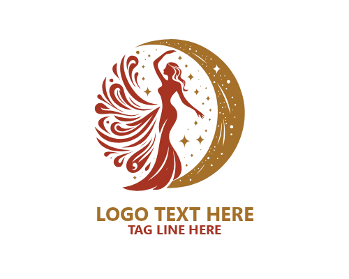 Moon Woman Circle Flow Logo