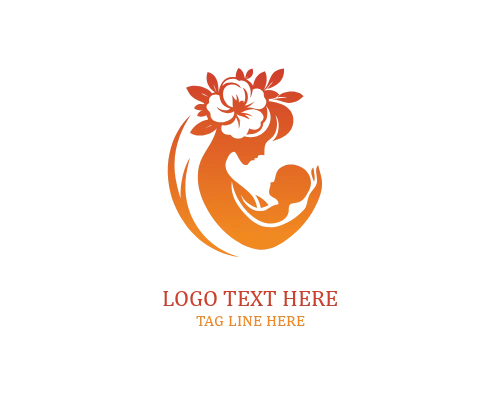 Mother Child Floral Circle Logo