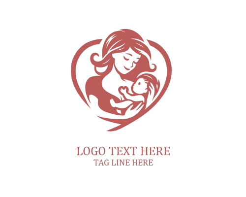  Mother Heart Mom And Baby Logo