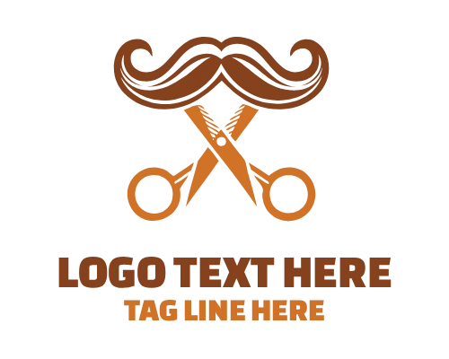 Moustache and Scissor Barber Logo
