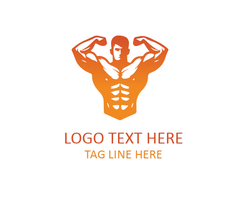 Muscular Man Badge Logo