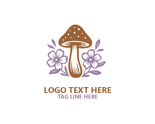 Mushroom Cute Botanical Logo