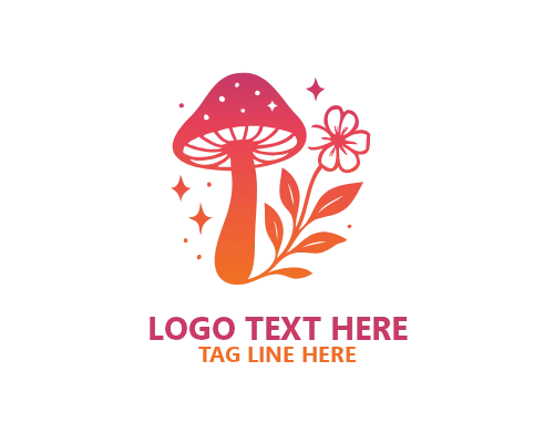Mushroom Cute Modern Badge Logo