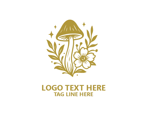 Mushroom Modern Botanical Badge Logo