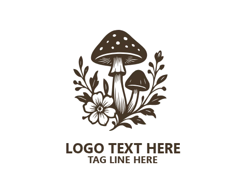 Mushroom Vintage Botanical Logo