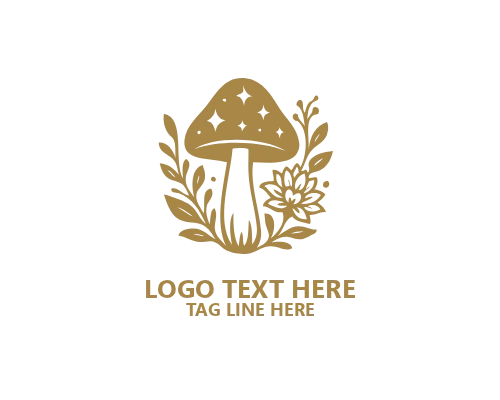 Mushroom Vintage Herbal Badge Logo