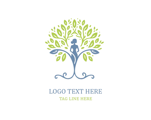 Natural Beauty Woman Tree Logo
