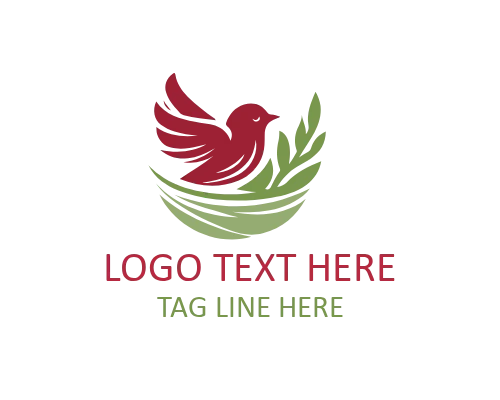 Natural Circle Nesting Bird Logo for Wildlife Branding