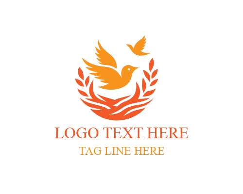 Natural Home Nesting Bird Logo for Eco Branding