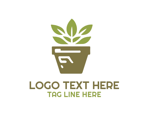 Natural Plant Pot Garden Logo