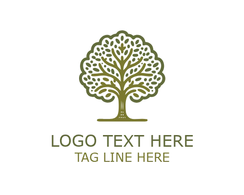 Natural Tree Monoline Logo for Organic and Eco Branding