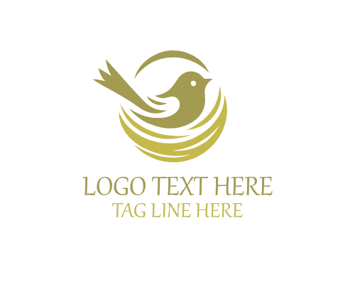 Nature Circle Nesting Bird Logo for Eco Branding