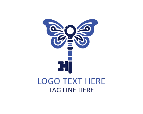 Nature Leaf Butterfly Key Logo