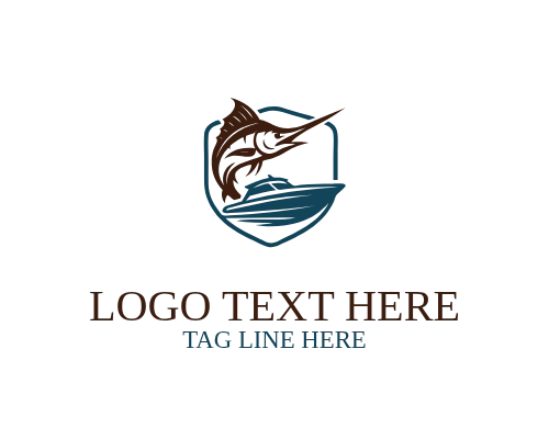 Nautical Marlin Badge Logo