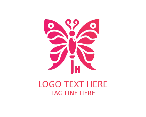 Negative Space Butterfly Key Logo