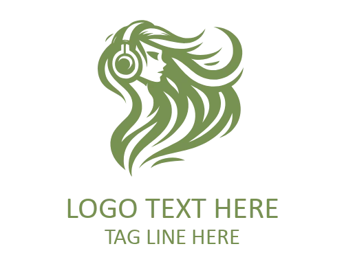 Neon Headset Female Gamer Logo