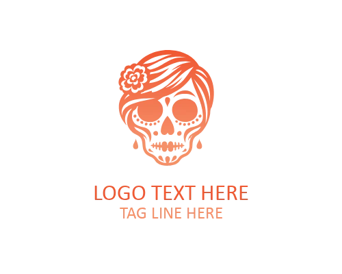 Neon Outline Sugar Skull Logo