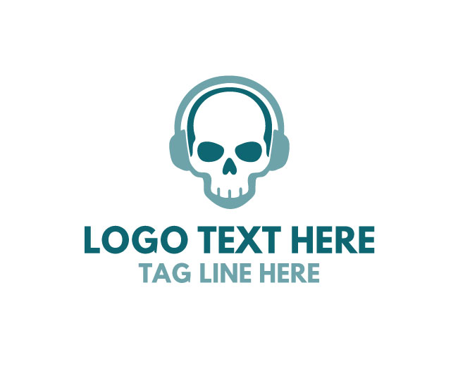 Neon Skull Headphone Logo
