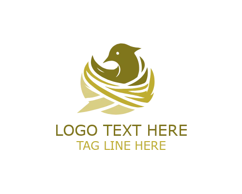 Nesting Bird Care Emblem Logo for Childcare and Nature Branding