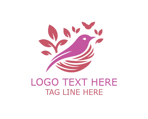 Nesting Bird Feather Logo for Wildlife and Care Branding