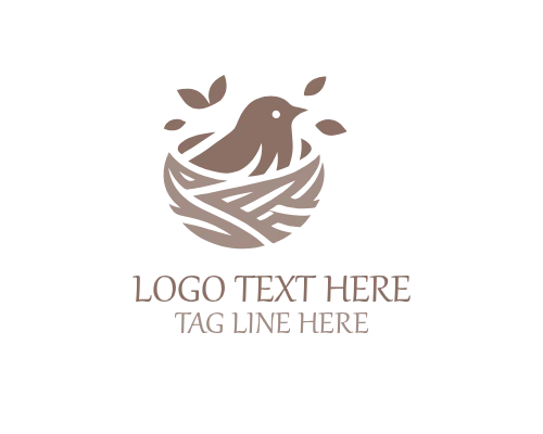 Nesting Bird on Branch Logo for Nature and Wildlife Branding